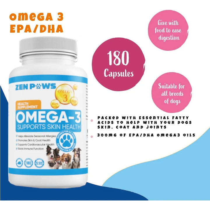 Aceite De Pescado Omega 3 Para Perros 180 Tabletas Alivio Pi - Imagen 6