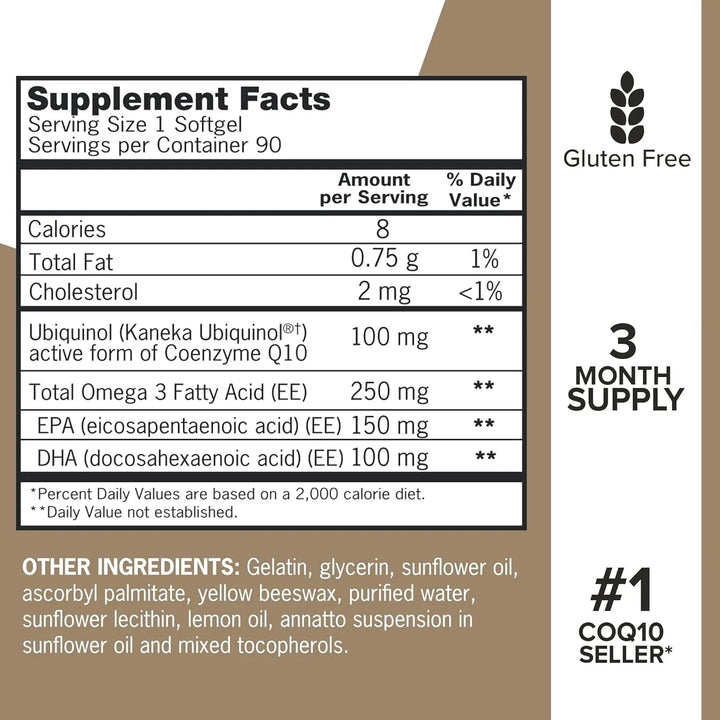 Ubiquinol Coq10 100 Mg Con Omega 3 250 Mg Para Energía Antio - Imagen 5