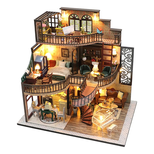 Kit Casa De Muñecas Mini Lannso Con Luz LED Y Música Manual En Inglés