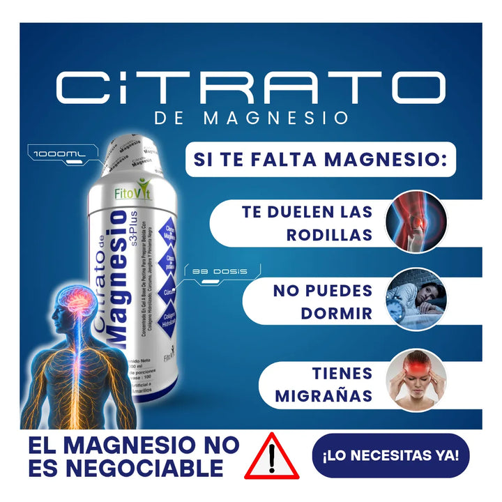 Citrato De Magnesio S3 Plus Con Calcio Y Colágeno Hidrolizado 1000ml Frutos Amarillos - Imagen 3