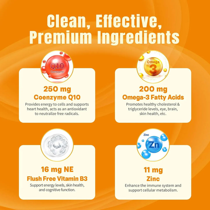Gomitas Coq10 250mg 500mg Omega-3 Epa Dha B3 Zinc Salud Cora - Imagen 4