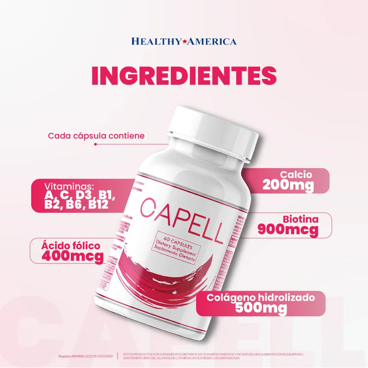 Capell Complex 60 Capsulas Crecimiento Cabello Healthy America Supleme ...
