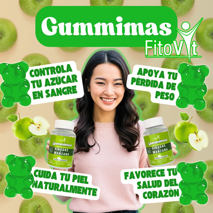Vinagre De Manzana Con Cafeina Y Alcachofa En Gomas Adelgaza Manzana Verde - Imagen 8