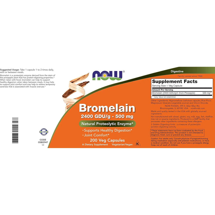 Bromelina 500 Mg 200 Cápsulas Vegetales Paquete De Dos Para - Imagen 3