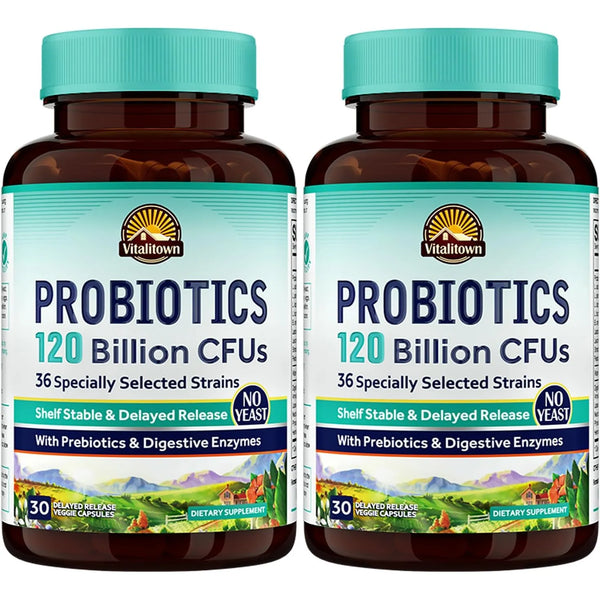 Probióticos 120 Mil Millones UFC 36 Cepas Con Prebióticos Vegano Vitalitown