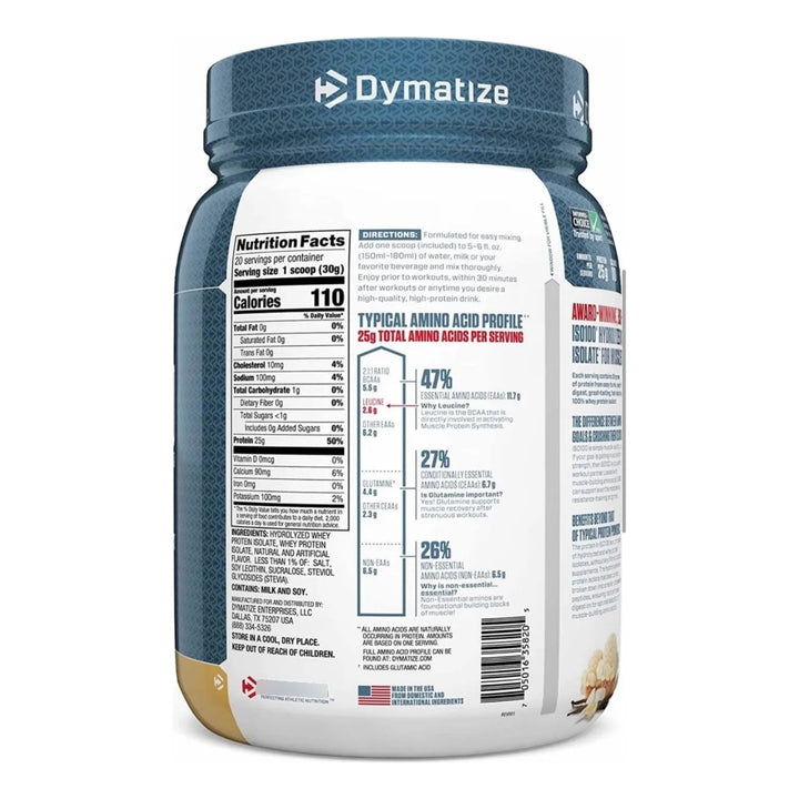 Proteina Whey Iso 100 Hydrolyzed 20 Servicios - Imagen 2