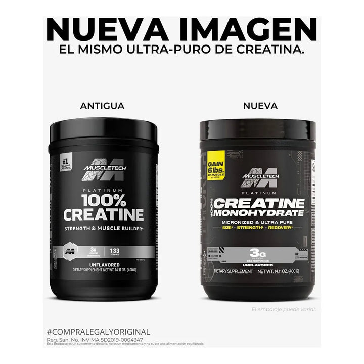 Creatine Platinum 100% X400g  Creatine Micronized - Imagen 2