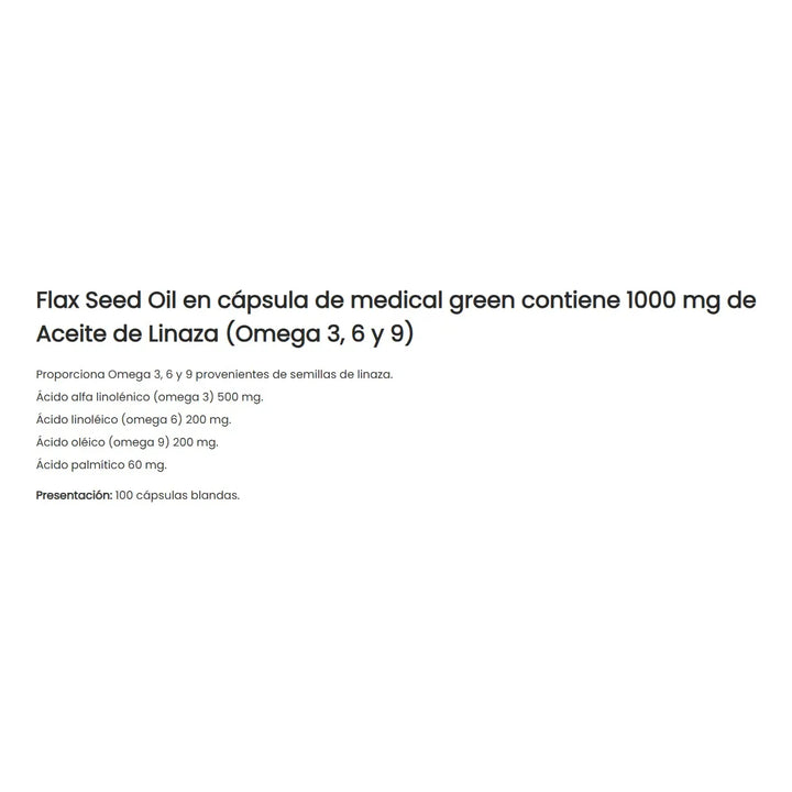Flaxseed Oil 1000mg X 100 Omega Sin Sabor - Imagen 3