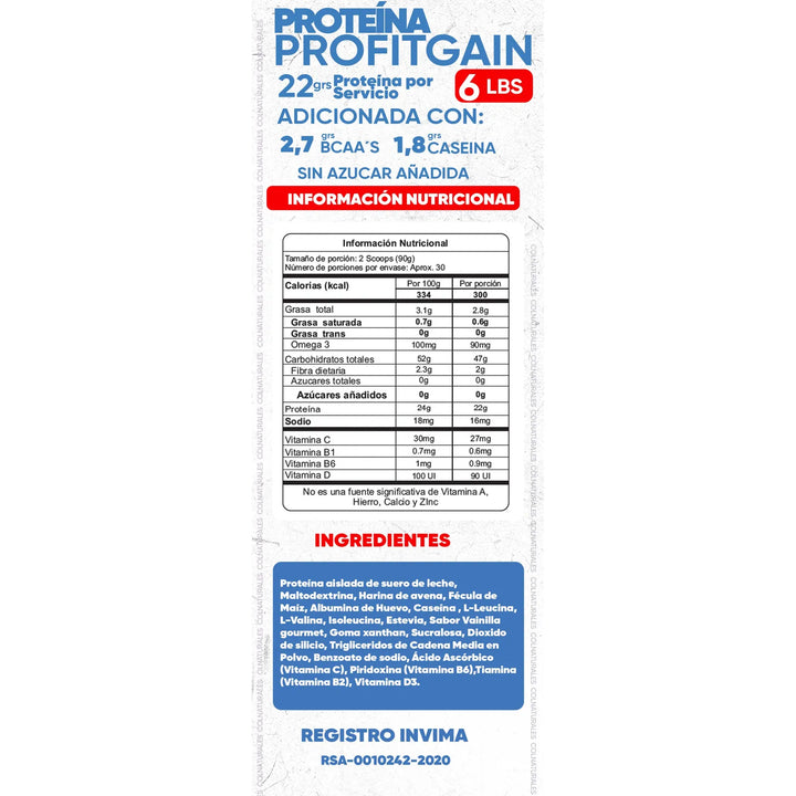 Proteina Volumen 6lb Profitgain Vainilla Gourmet - Imagen 2