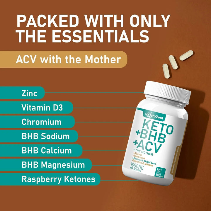 Cápsulas Keto Acv Bhb 1600 Mg Para Quema De Grasa Abdominal - Imagen 6
