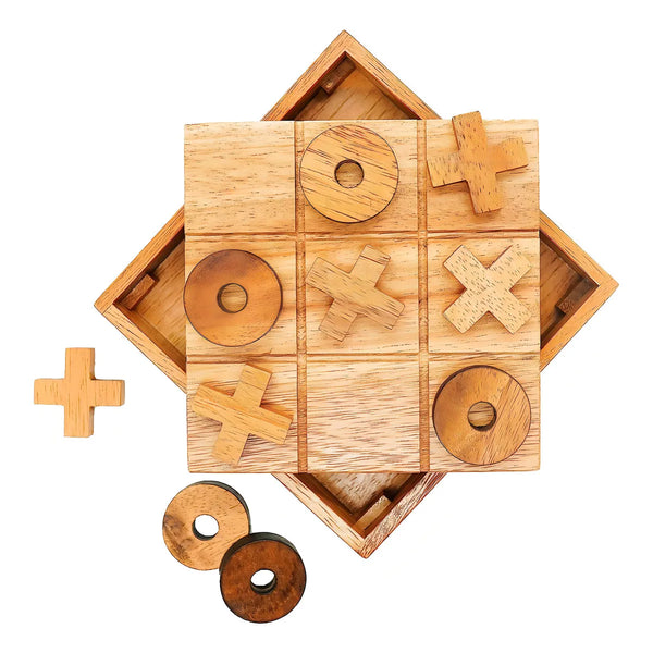 Bsiri Tic Tac Toe Mesa De Juego De Madera Jugador De Diversion Familiar
