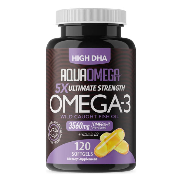 Aceite De Pescado Omega 3 5X 3560 Mg Alto DHA Con Vitamina D Suplemento Premium