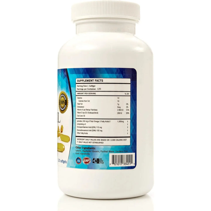 Aceite De Hígado De Bacalao Puro Triple Fuerza 120 Cápsulas - Imagen 3