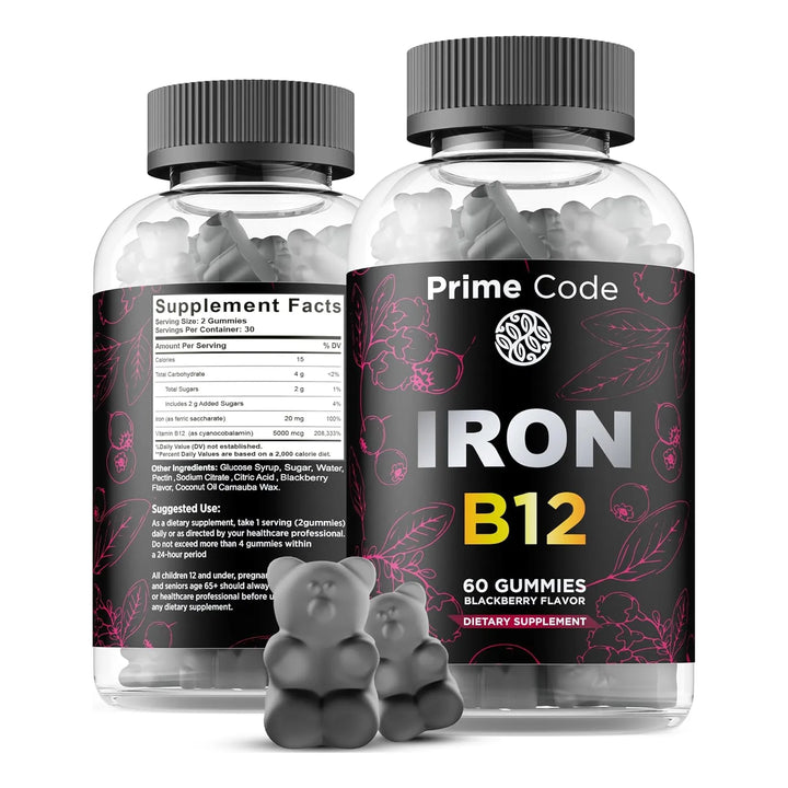 Gomitas De Hierro Con Vitamina B12 20 Mg Para Adultos Sabor - Imagen 1