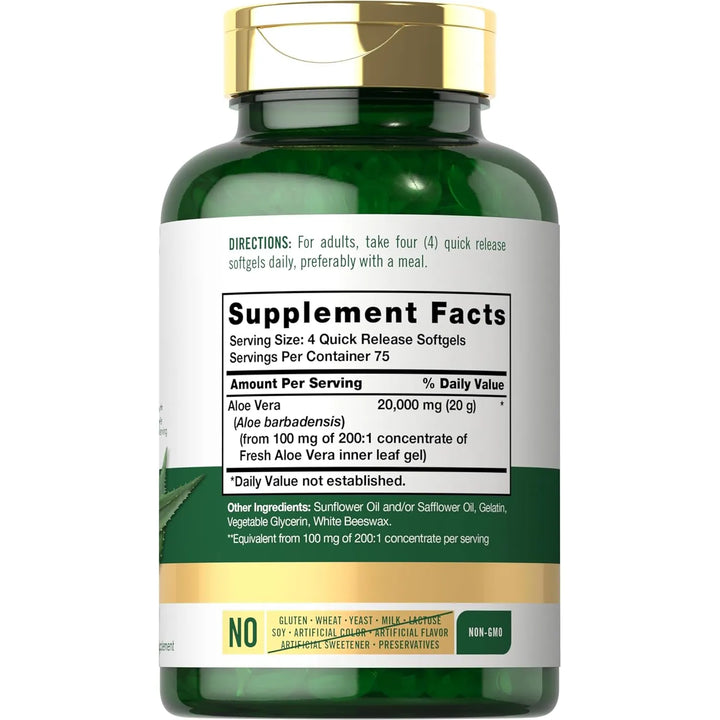 Cápsulas Suaves De Aloe Vera 20000 Mg 300 Unidades Naturales - Imagen 2