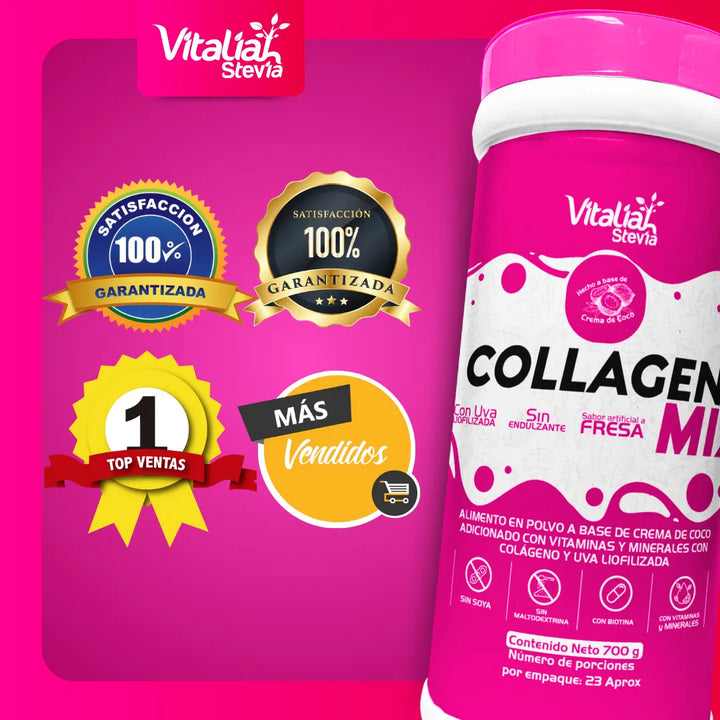 Kit Vitaliah Colágeno Hidrolizado Fresa X3 + Gotero Stevia 10ml - Imagen 10