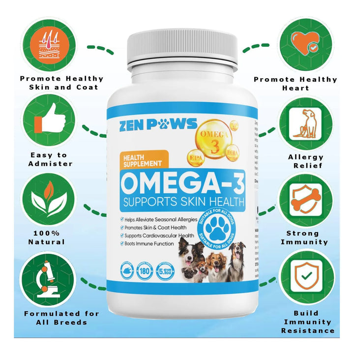 Aceite De Pescado Omega 3 Para Perros 180 Tabletas Alivio Pi - Imagen 2
