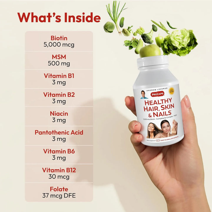 Cápsulas Para Cabello Piel Y Uñas 360 Unidades 5000 Mcg Biot - Imagen 3