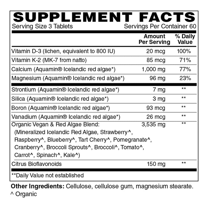 Calcio Natural A Base De Algas 1000 Mg 180 Tabletas Saludabl - Imagen 2