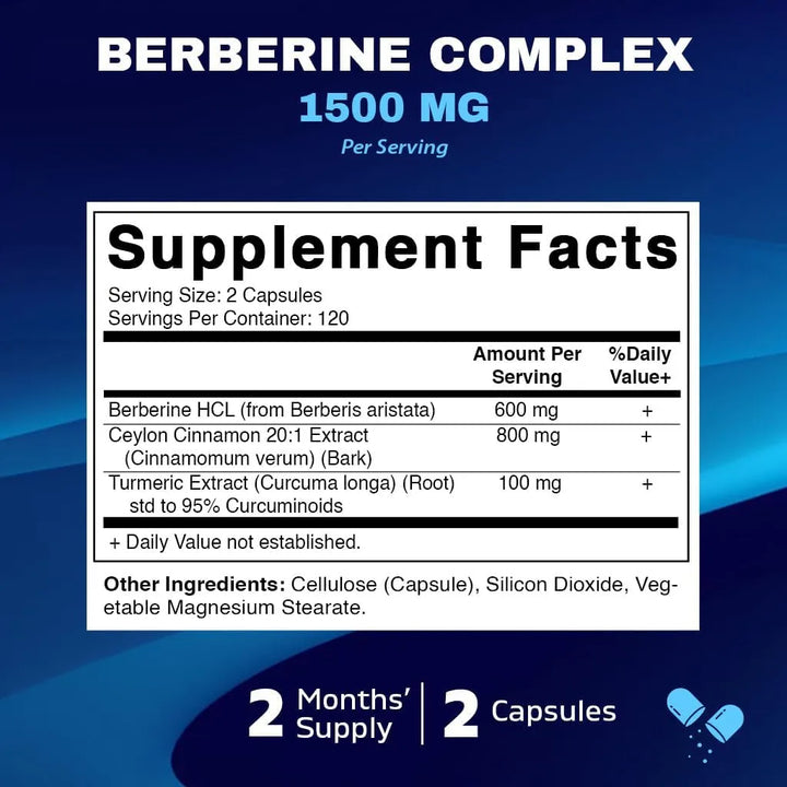Berberina Con Canela De Ceilán 1500 Mg 240 Cápsulas Naturale - Imagen 2