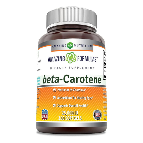 Betacaroteno 25000 Ui 360 Cápsulas Blandas Natural Fabricado - Imagen 1