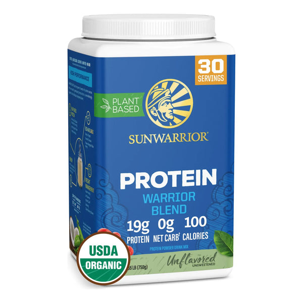 Warrior Blend Proteína Vegetal Orgánica Con BCAA Y Semilla De Cáñamo Sin Sabor 30 Porciones