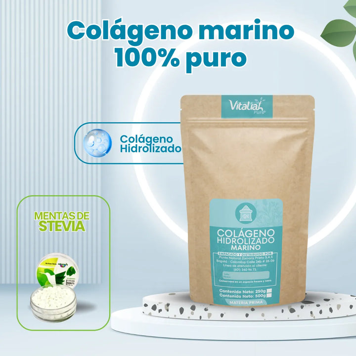 Colágeno Marino Vitaliah Puro 500g + Mentas Vitaliah - Imagen 2
