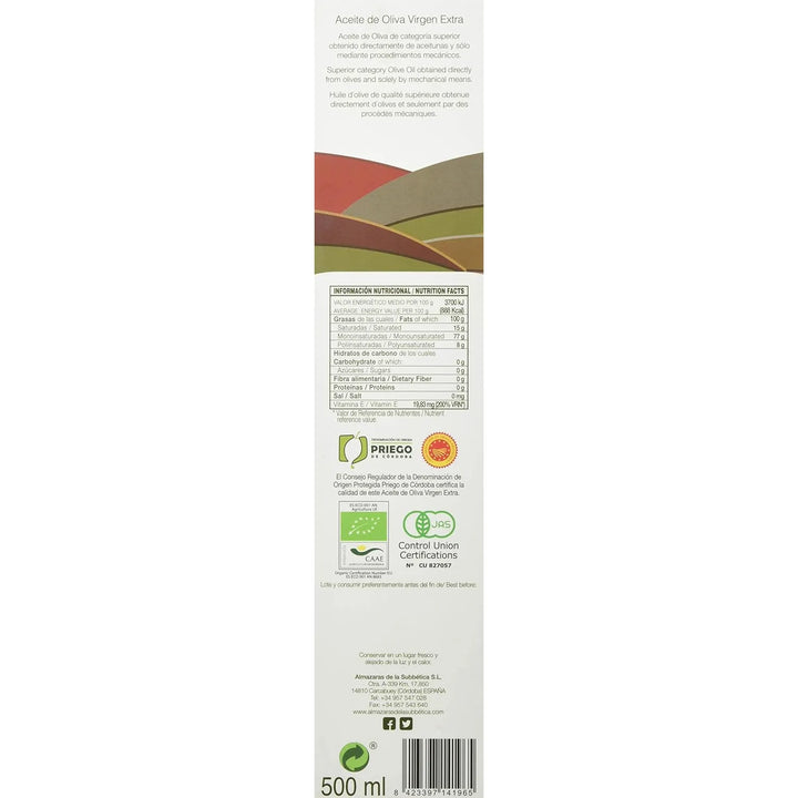 Aceite De Oliva Virgen Extra Orgánico Prensado En Frío 500ml - Imagen 3