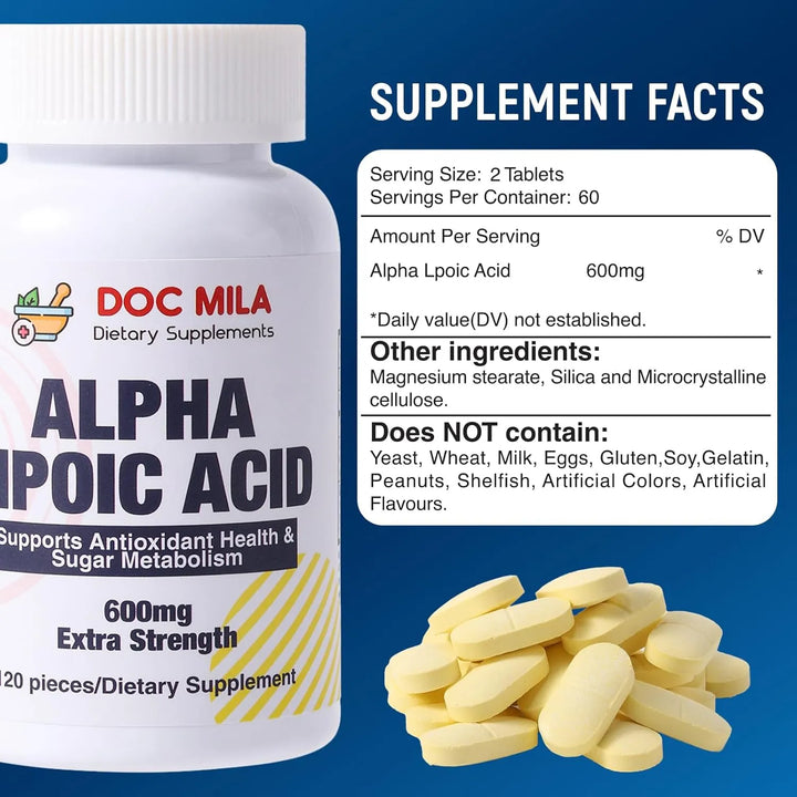 Ácido Alfa Lipoico Extra Fuerte 800 Mg 120 Cápsulas Para Adu - Imagen 2