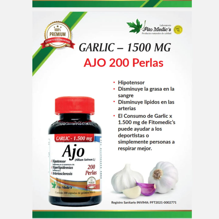 Ajo Garlic 1.500mg ×200 Cápsulas  - Imagen 3