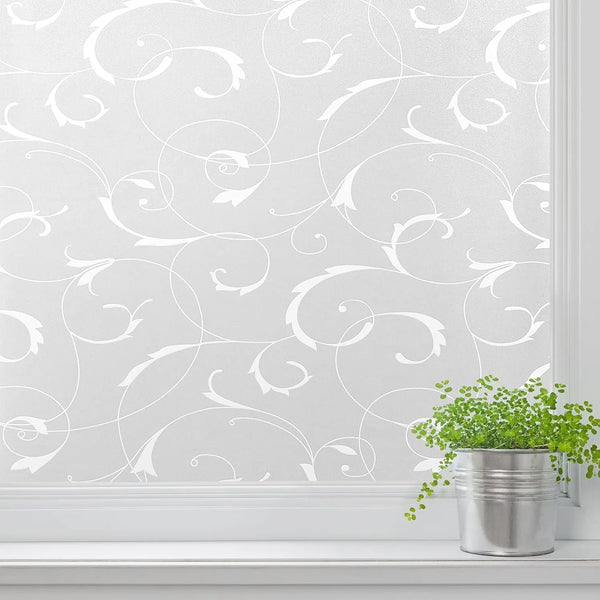 Película Decorativa De Privacidad Para Ventanas Diseño Hojas Blanca 35.4 X 78.7 Pulgadas Sin Pegamento