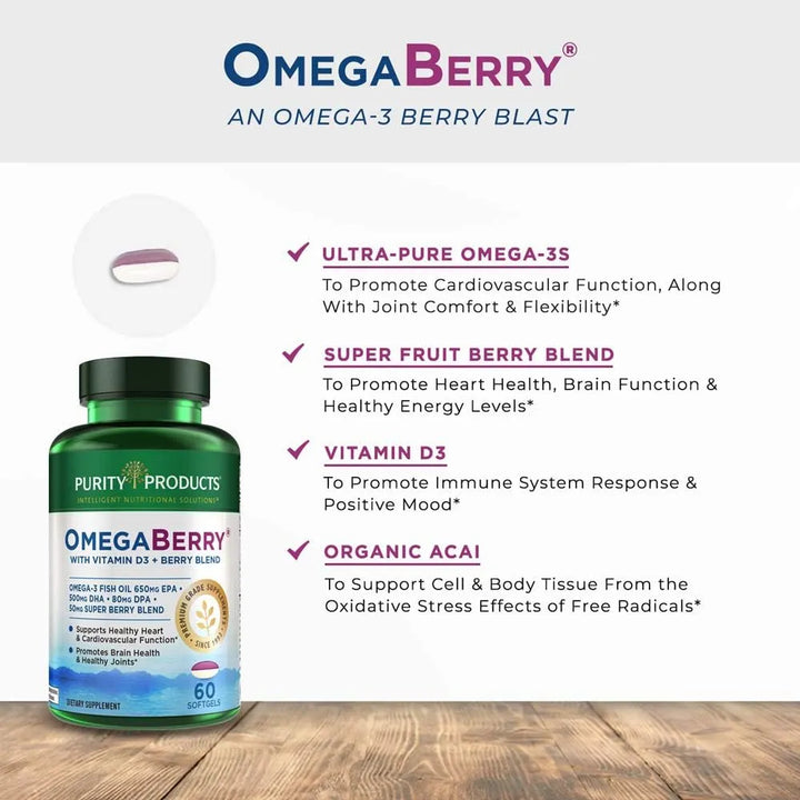 Aceite De Pescado Omegaberry Con Vitamina D3 Acai Orgánico 1 - Imagen 4