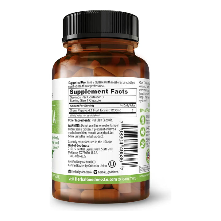 Cápsulas De Extracto De Hoja De Papaya Verde 60 Unidades Con - Imagen 2