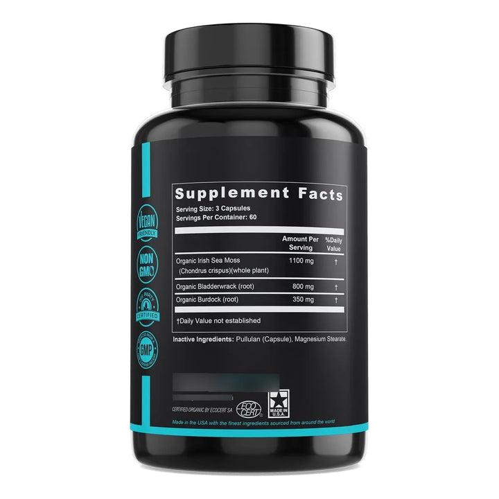 Cápsulas De Musgo Marino Orgánico 2250 Mg Con Raíz De Bardan - Imagen 8