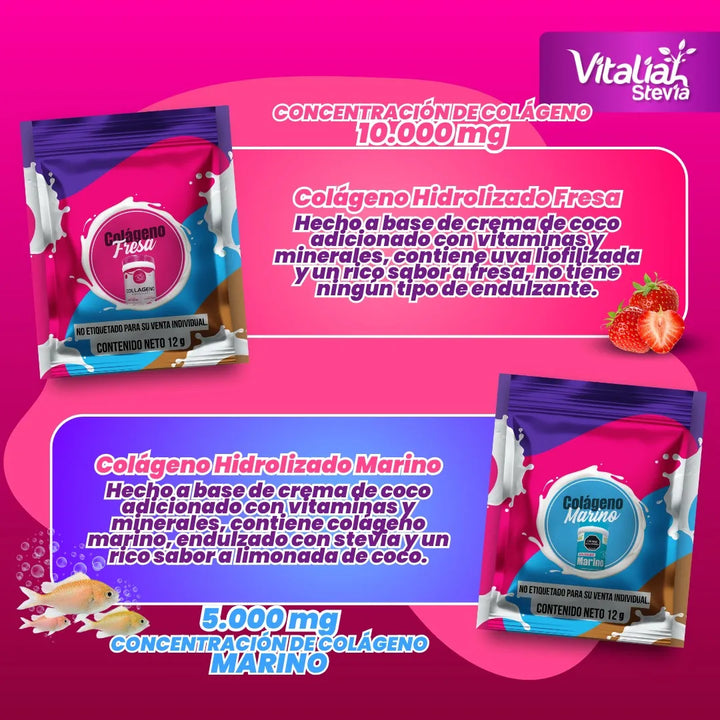 Colágeno Hidrolizado Vitaliah Caja X30 Sachets 5 Sabores - Imagen 3