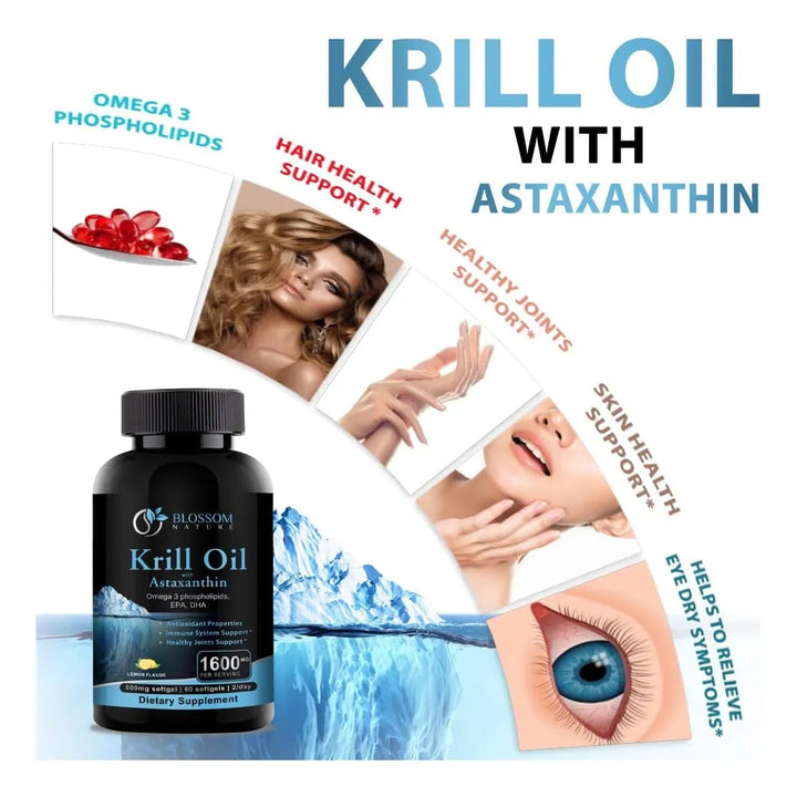 Aceite De Krill 1600 Mg Con Astaxantina 2 Mg Ácidos Grasos O - Imagen 5