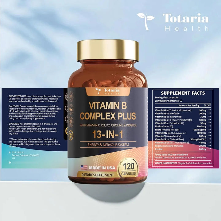 Complejo Vitamínico B 13 En 1 Con B1 B2 B3 B4 B5 B6 B7 B8 B9 - Imagen 8
