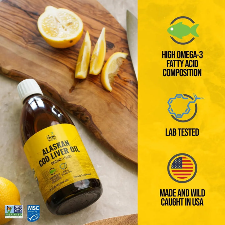 Aceite De Hígado De Bacalao De Alaska Orgánico Limón 500 Ml - Imagen 2