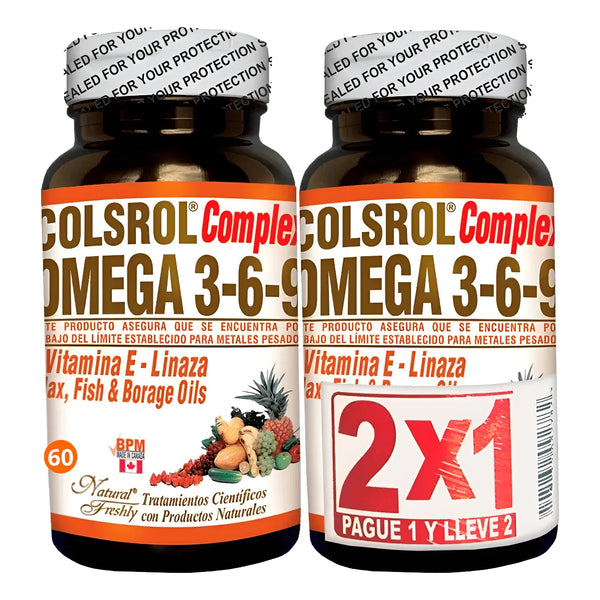 Colsrol Omega Complex 3-6-9  2 Fracos X60 Sin Sabor - Imagen 1