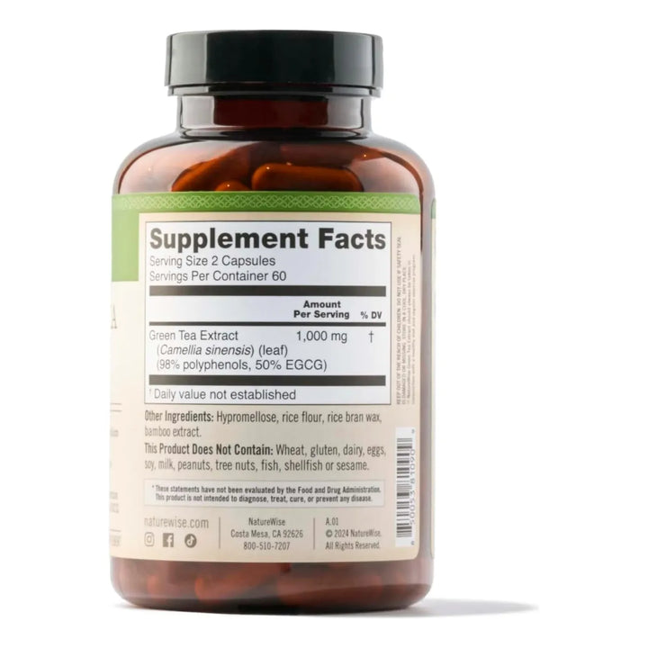 Cápsulas De Extracto De Té Verde 1000 Mg 50% Egcg 98% Polife - Imagen 9