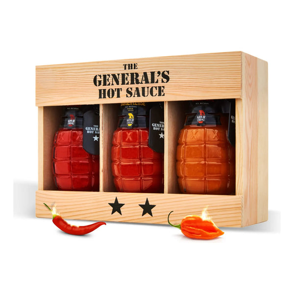 Caja Regalo Salsa Picante Gourmet The Generals Hot Sauce 3 Botellas 6 Onzas Hecho En Ee Uu