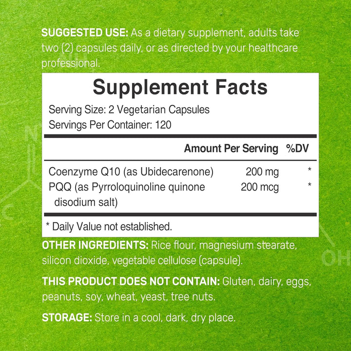 Coenzima Q10 200mg Y Pqq 200mcg 240 Cápsulas Vegetales Antio - Imagen 2