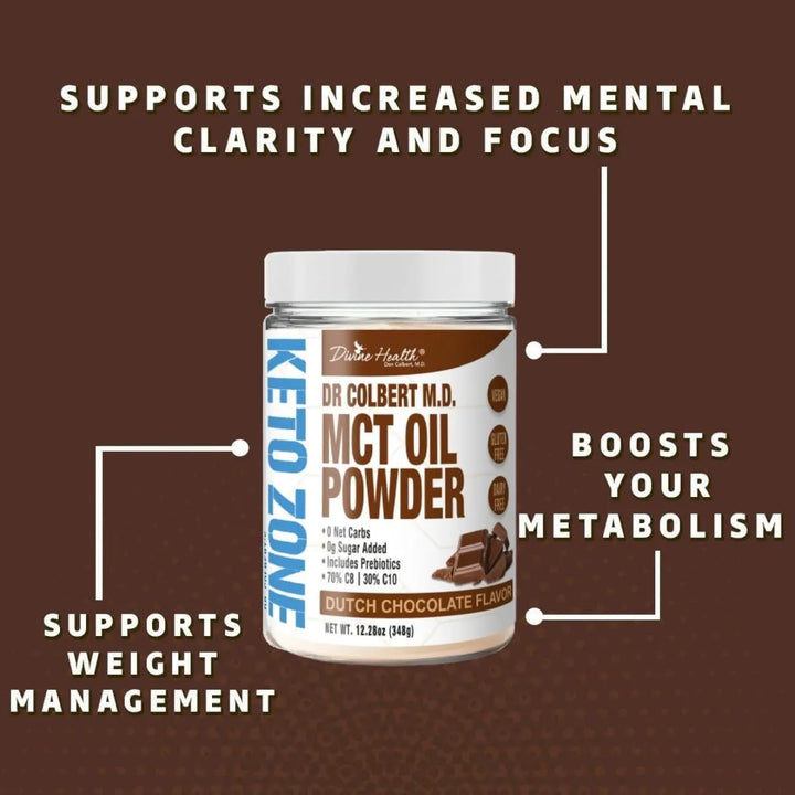 Aceite En Polvo Keto Zone Mct Sabor Chocolate Holandés 70% C - Imagen 4