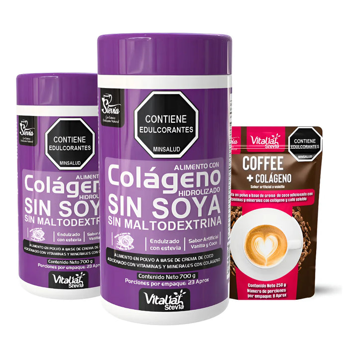 Kit Colágeno Hidrolizado Vitaliah Vainilla X2 + Doypack Coffee - Imagen 1