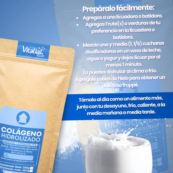 Colágeno Hidrolizado Puro Vitaliah 250g + Mentas Stevia - Imagen 7