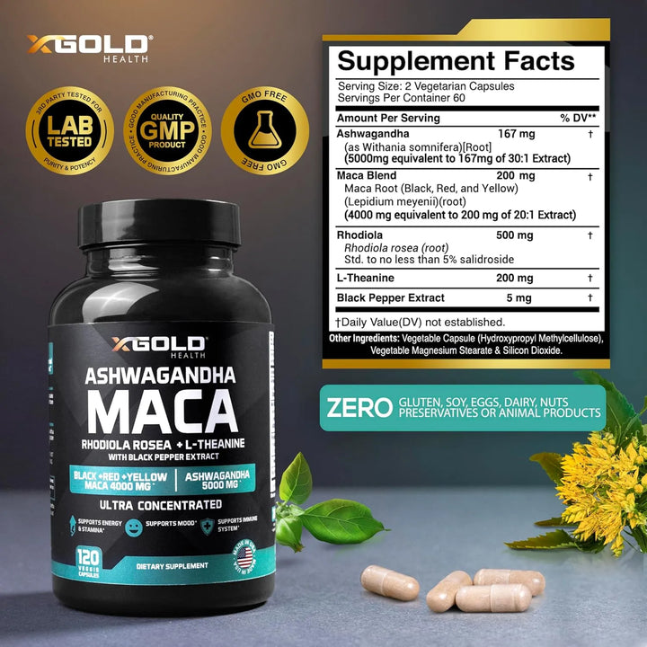 Cápsulas De Ashwagandha 5000 Mg Con Extracto De Raíz De Maca - Imagen 3