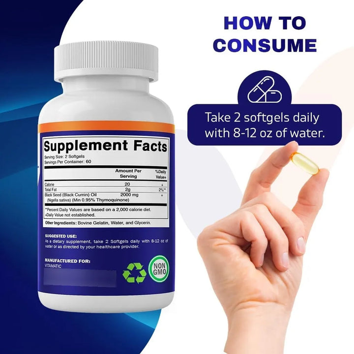 Aceite De Semilla Negra 2000 Mg 120 Cápsulas Blandas Prensad - Imagen 4