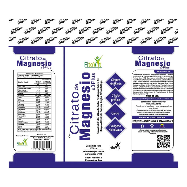 Citrato De Magnesio S3 Plus Con Calcio Y Colágeno Hidrolizado 1000ml Frutos Amarillos - Imagen 10