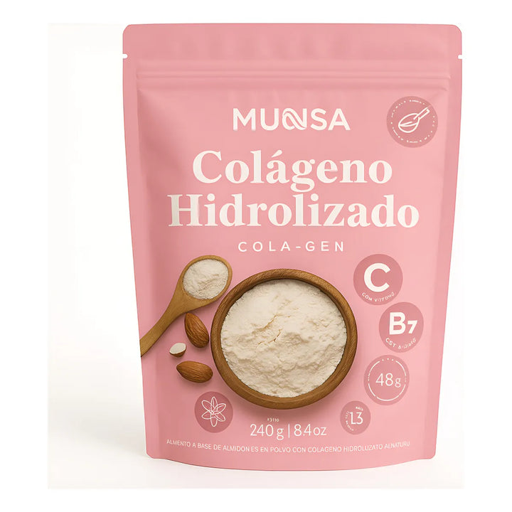 Colágeno Hidrolizado Munsa Con Vitamina C Biotina Calcio Y Prebióticos Suplemento Natural Para Piel Firme Cabello Radiante Y Articulaciones Fuertes - Imagen 1
