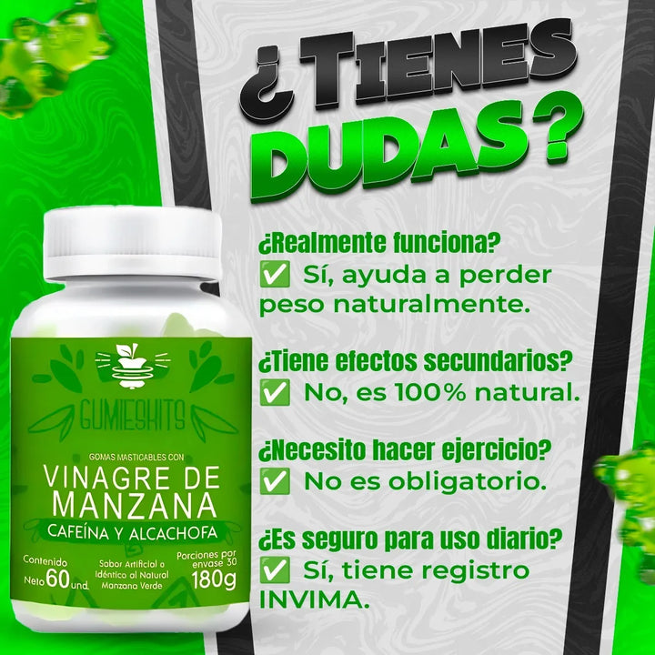 Goma Vinagre Manzana Gomita Vinagre Manzana Adelgazante Natural Vinagre Manzana Organico Limón - Imagen 10